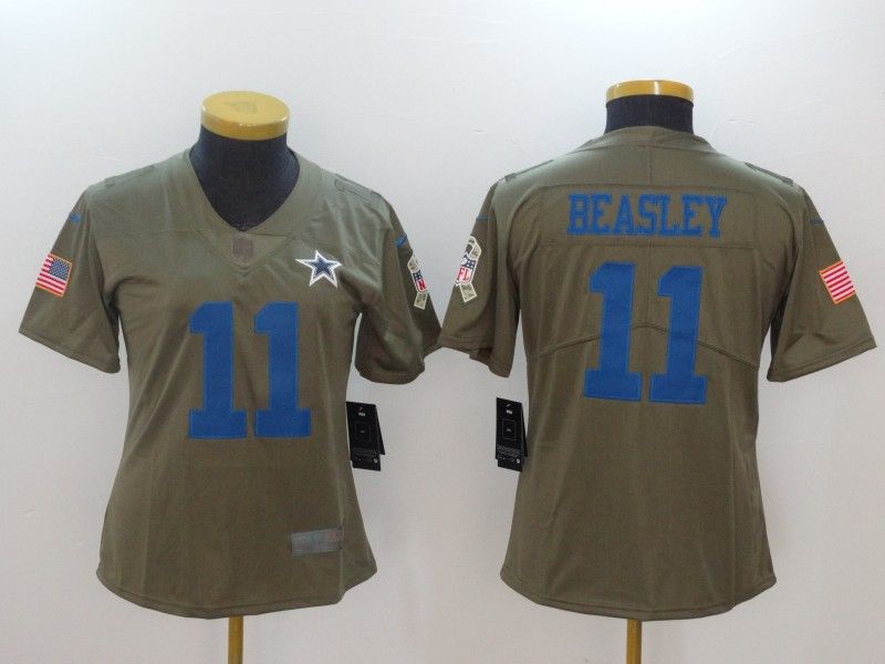 Dallas Cowboys BEASLEY #11 Olive Salute To Service Women NFL Jersey