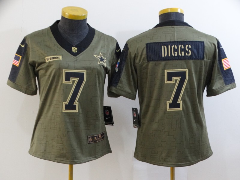 Dallas Cowboys DIGGS #7 Olive Salute To Service Women NFL Jersey