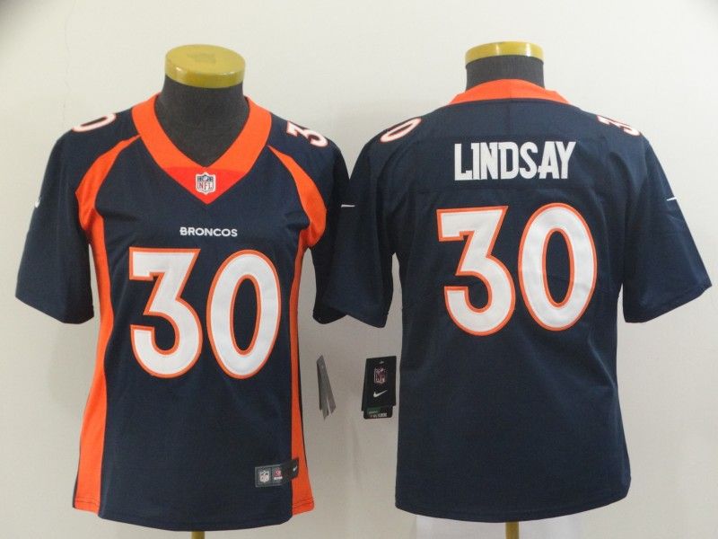 Denver Broncos LINDSAY #30 Dark Blue Women NFL Jersey