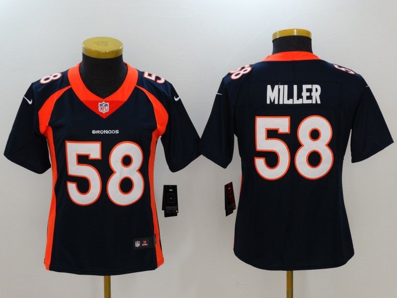 Denver Broncos MILLER #58 Dark Blue Women NFL Jersey