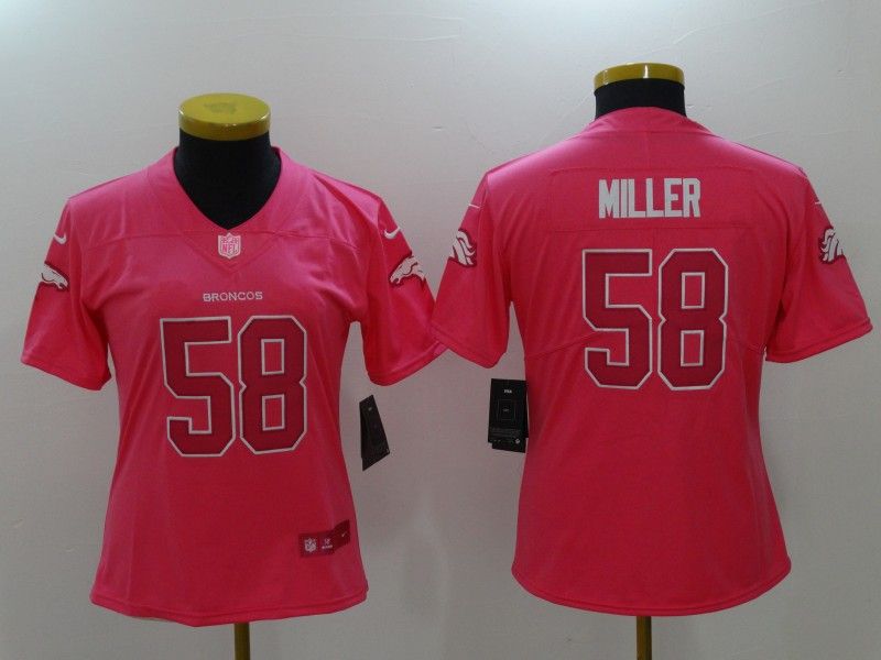 Denver Broncos MILLER #58 Pink Fashion Women NFL Jersey