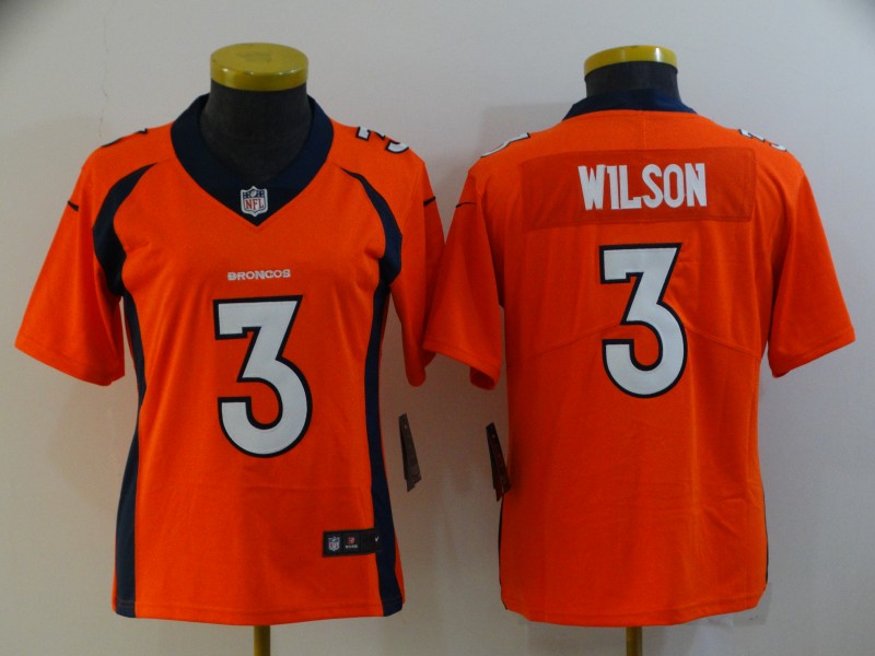 Denver Broncos WILSON #3 Orange Women NFL Jersey