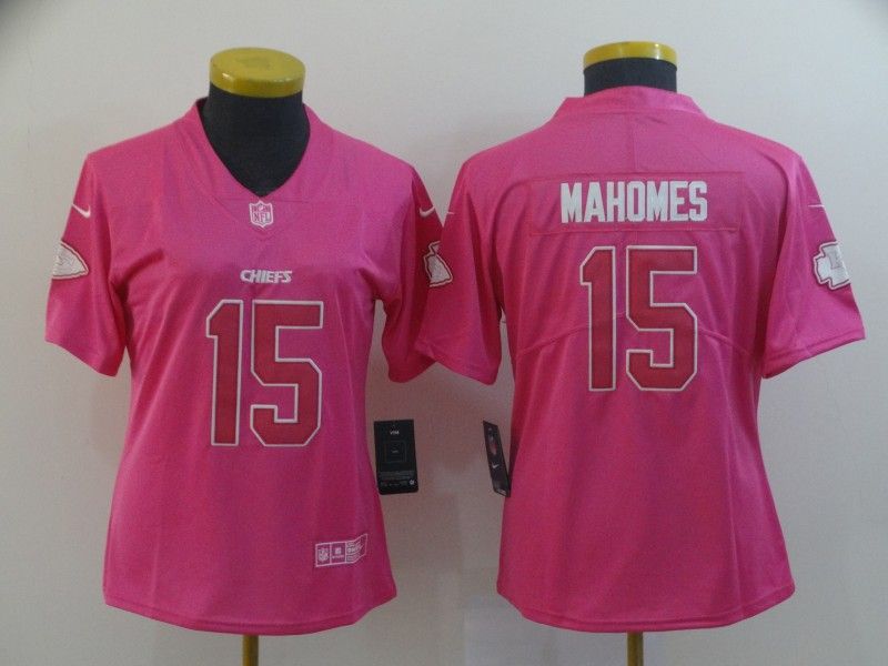 Kansas City Chiefs MAHOMES #15 Pink Fashion Women NFL Jersey