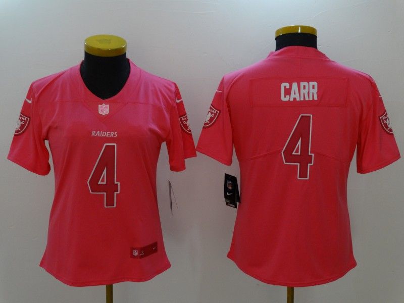 Las Vegas Raiders CARR #4 Pink Fashion Women NFL Jersey