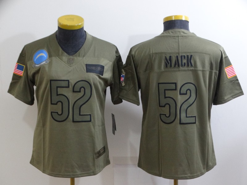 Los Angeles Chargers MACK #52 Olive Salute To Service Women NFL Jersey