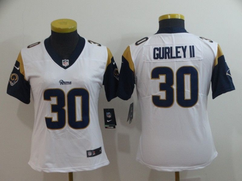 Los Angeles Rams GURLEY II #30 White Women NFL Jersey
