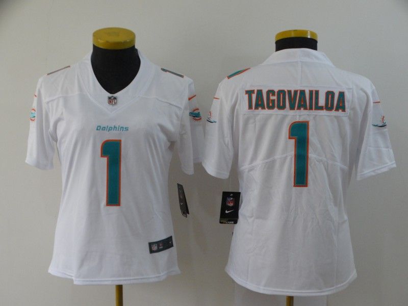 Miami Dolphins TAGOVAILOA #1 White Women NFL Jersey