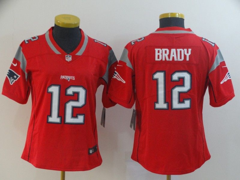 New England Patriots BRADY #12 Red Inverted Legend Women NFL Jersey
