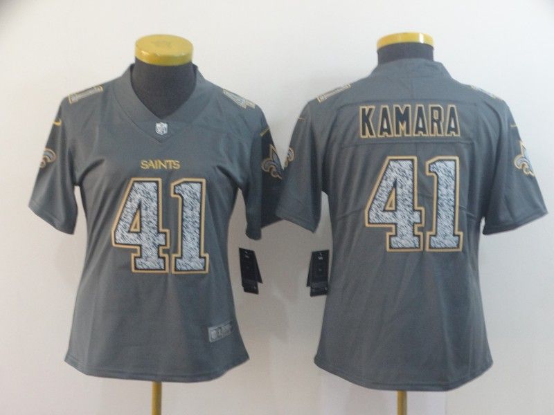 New Orleans Saints KAMARA #41 Grey Fashion Women NFL Jersey