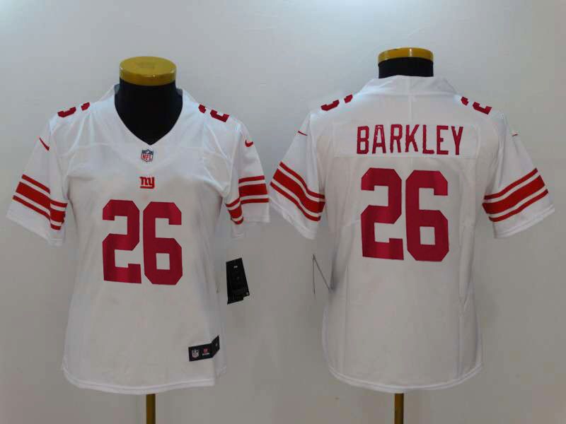 New York Giants BARKLEY #26 White Women NFL Jersey 02