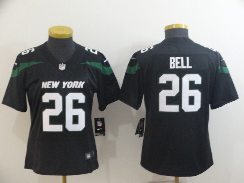 New York Jets BELL #26 Black Women NFL Jersey
