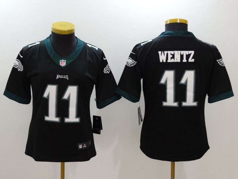 Philadelphia Eagles WENTZ #11 Black Women NFL Jersey