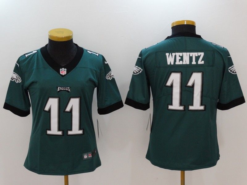 Philadelphia Eagles WENTZ #11 Green Women NFL Jersey 02