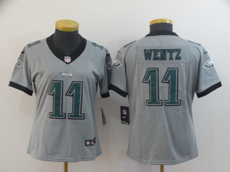 Philadelphia Eagles WENTZ #11 Grey Inverted Legend Women NFL Jersey