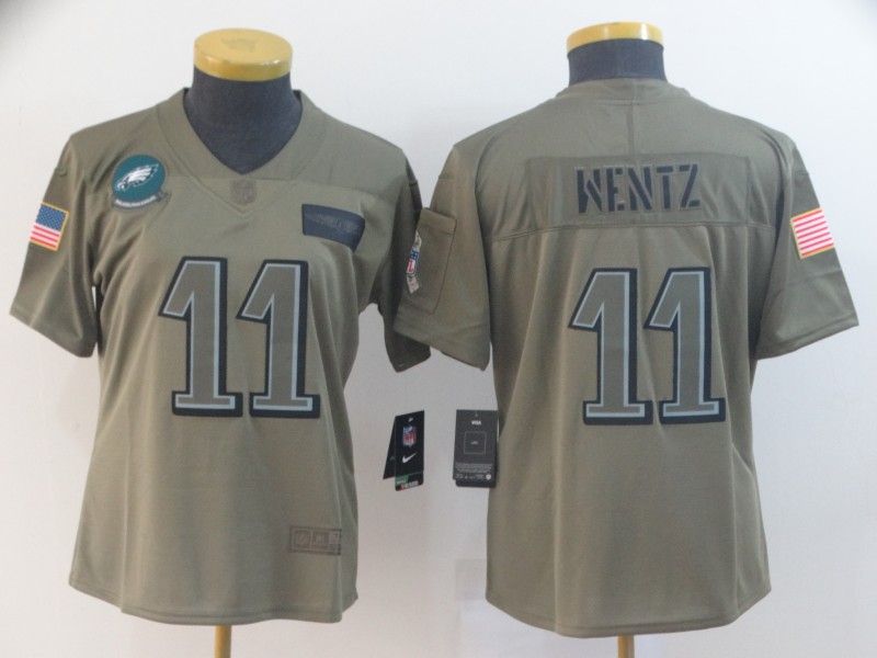 Philadelphia Eagles WENTZ #11 Olive Salute To Service Women NFL Jersey