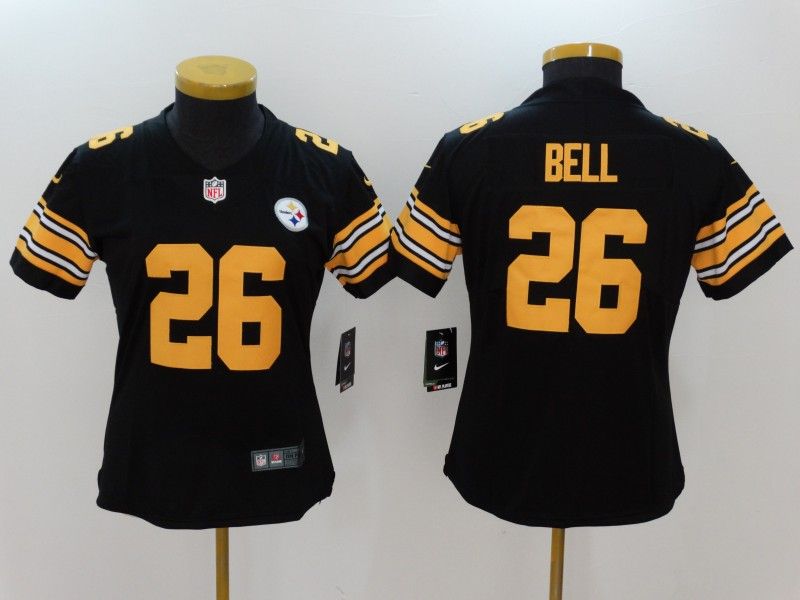 Pittsburgh Steelers BELL #26 Black Women NFL Jersey 02
