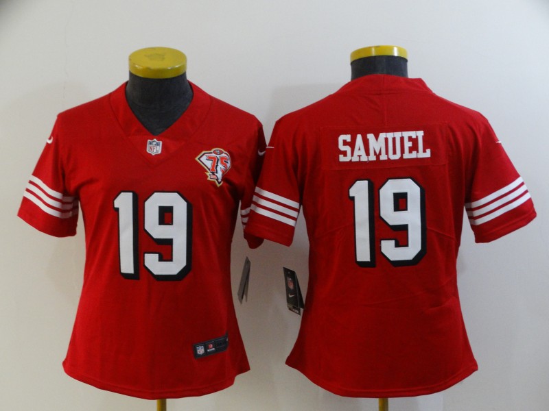 San Francisco 49ers SAMUEL #19 Red Women NFL Jersey 03