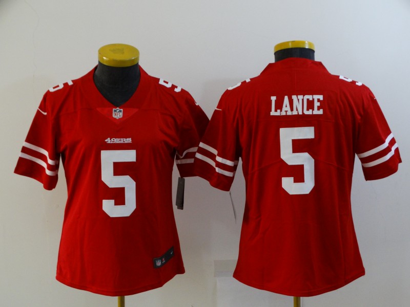 San Francisco 49ers LANCE #5 Red Women NFL Jersey 02