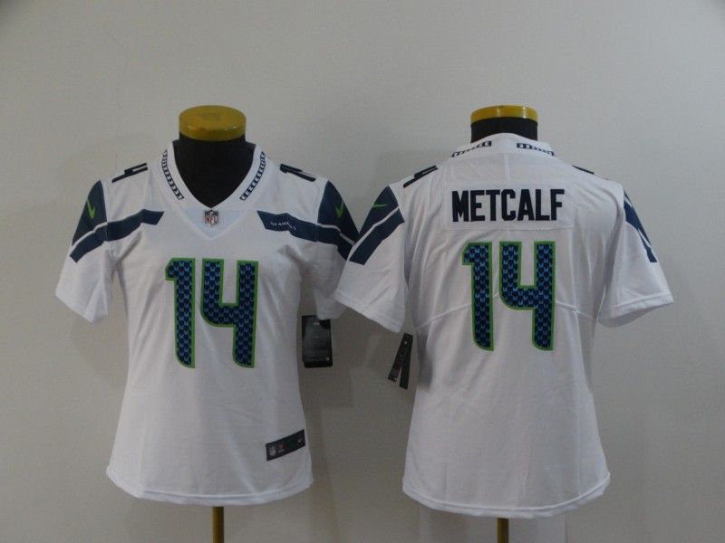 Seattle Seahawks METCALF #14 White Women NFL Jersey