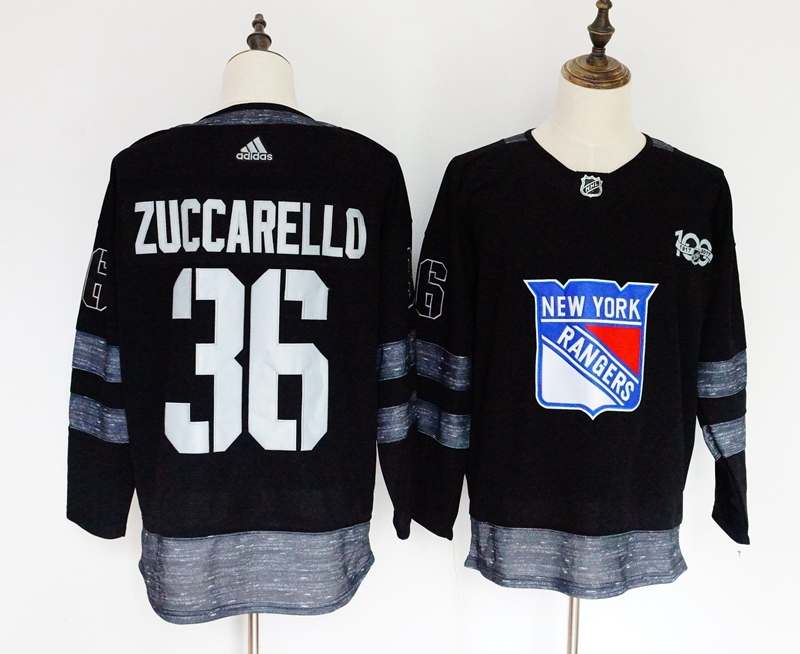 New York Rangers ZUCCARELLO #36 Black 100th Anniversary NHL Jersey