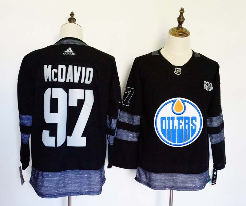 Edmonton Oilers MCDAVID #97 Black 100th Anniversary NHL Jersey