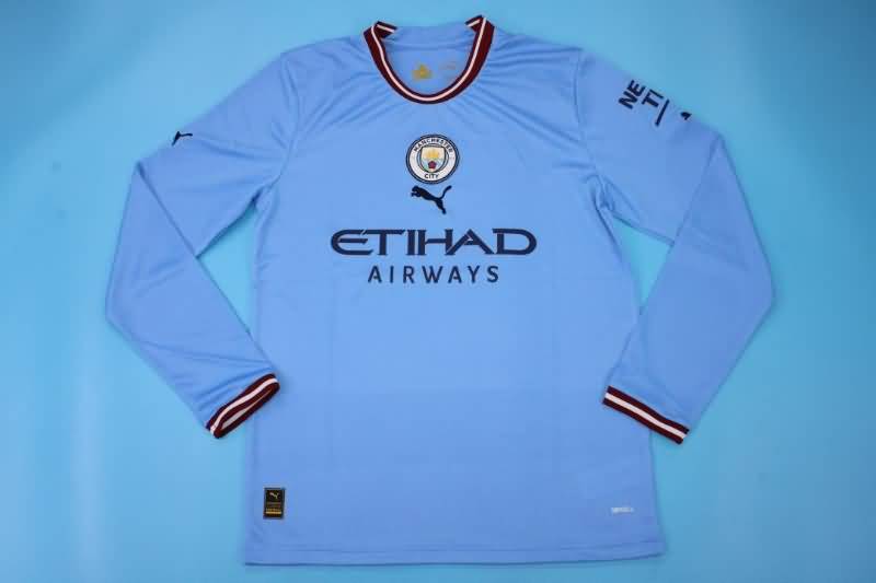 Thailand Quality(AAA) 22/23 Manchester City Home Long Slevee Soccer Jersey