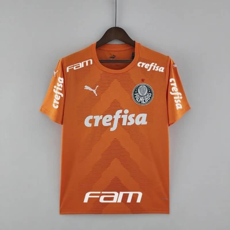 Thailand Quality(AAA) 2022 Palmeiras Goalkeeper Orange Sponsor Soccer Jersey
