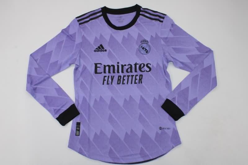 Thailand Quality(AAA) 22/23 Real Madrid Away Long Slevee Soccer Jersey (Player)