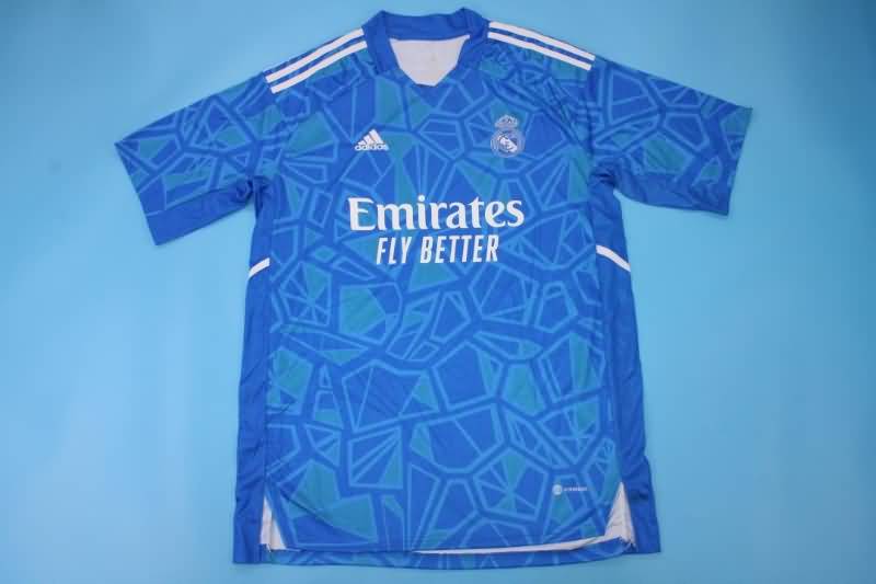 Thailand Quality(AAA) 22/23 Real Madrid Goalkeeper Blue Soccer Jersey