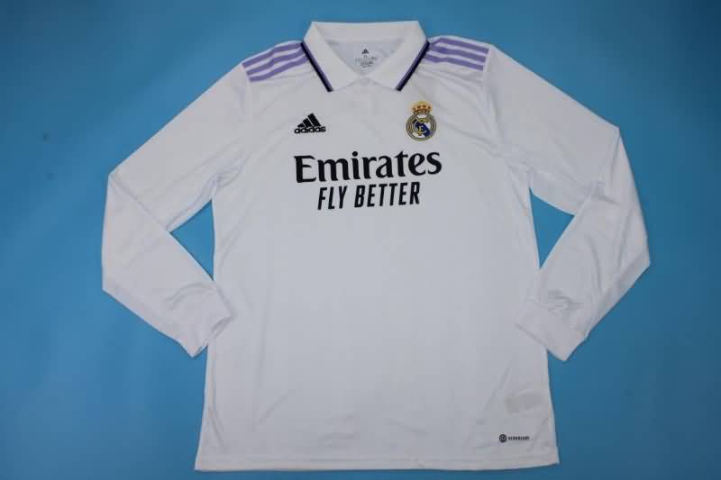 Thailand Quality(AAA) 22/23 Real Madrid Home Long Soccer Jersey