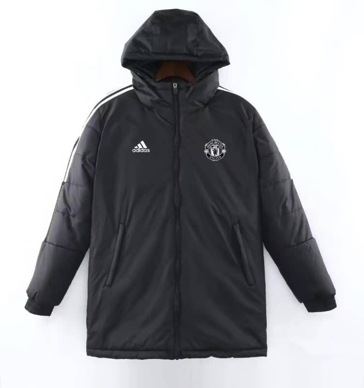 Thailand Quality(AAA) 2022 Manchester United Black Soccer Cotton Coat 02