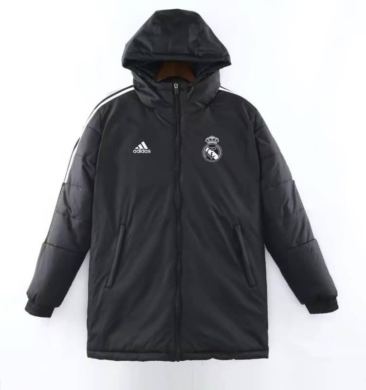 Thailand Quality(AAA) 2022 Real Madrid Black Soccer Cotton Coat 02