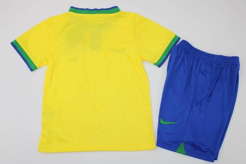2022 Brazil Home Kids Soccer Jersey And Shorts