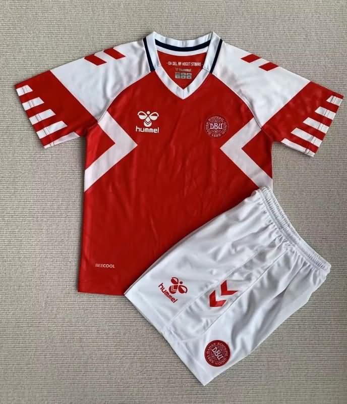 2023 Denmark Home Kids Soccer Jersey And Shorts