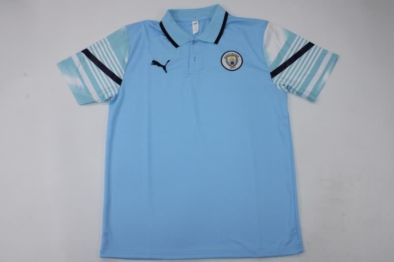 Thailand Quality(AAA) 22/23 Manchester City Light Blue Polo Soccer T-Shirt