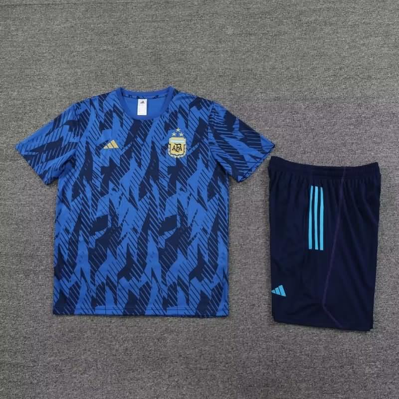 Thailand Quality(AAA) 2023 Argentina Blue Training Soccer Sets 03