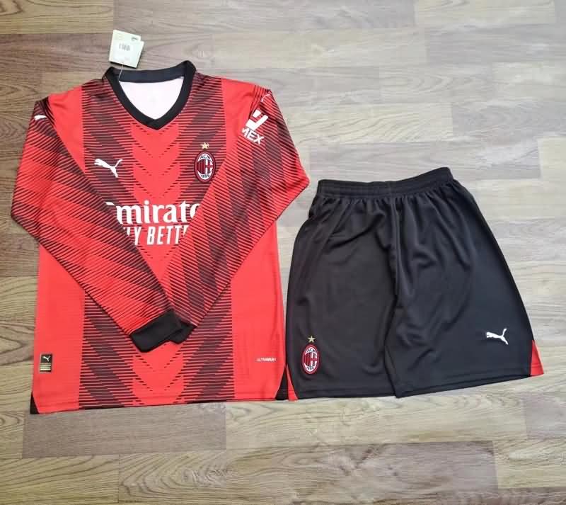 23/24 AC Milan Home Long Sleeve Soccer Jersey
