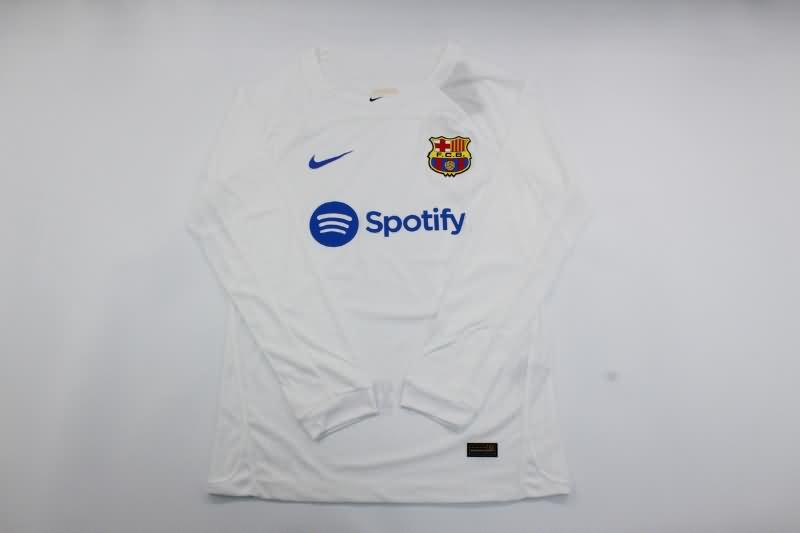Thailand Quality(AAA) 23/24 Barcelona Away Long Sleeve Soccer Jersey (Player)