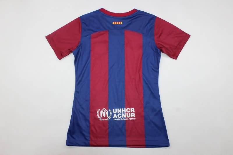 Thailand Quality(AAA) 23/24 Barcelona Home Women Soccer Jersey Sponsor