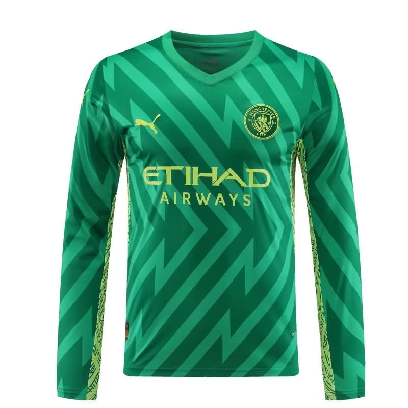 Thailand Quality(AAA) 23/24 Manchester City Goalkeeper Green Long Sleeve Soccer Jersey 02