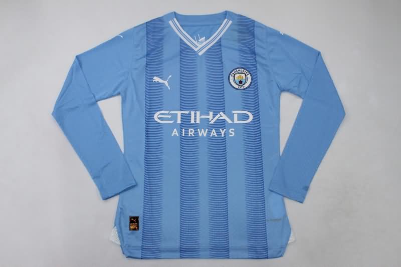 Thailand Quality(AAA) 23/24 Manchester City Home Long Sleeve Soccer Jersey (Player)