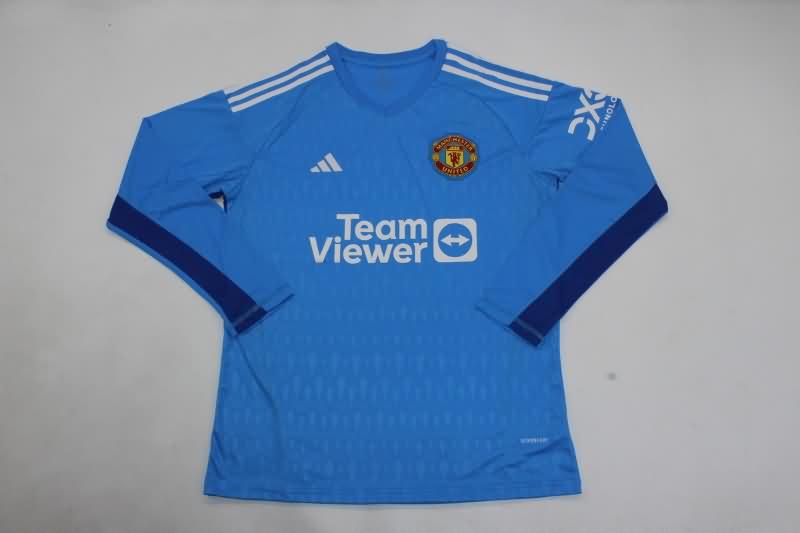 Thailand Quality(AAA) 23/24 Manchester United Goalkeeper Blue Long Sleeve Soccer Jersey