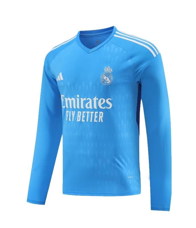 Thailand Quality(AAA) 23/24 Real Madrid Goalkeeper Blue Long Sleeve Soccer Jersey