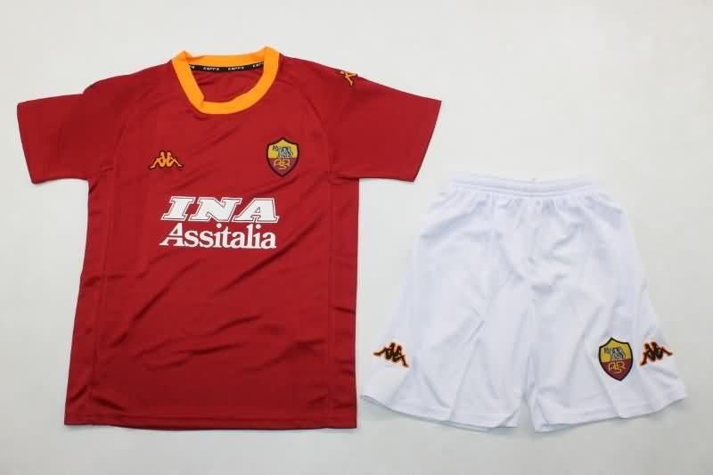 2000/01 AS Roma Home Kids Soccer Jersey And Shorts