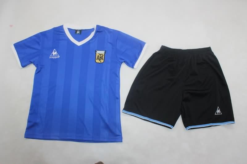 1986 Argentina Away Kids Soccer Jersey And Shorts