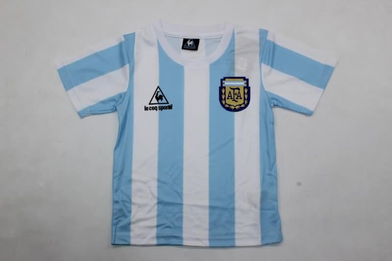 1986 Argentina Home Kids Soccer Jersey And Shorts