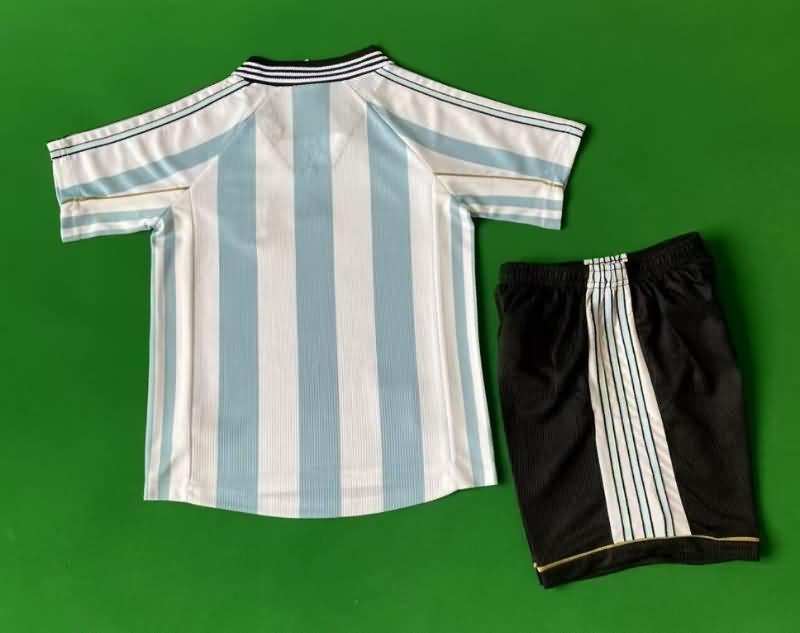 1998 Argentina Home Kids Soccer Jersey And Shorts