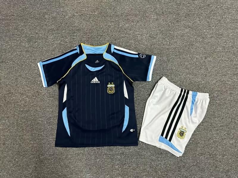 2006 Argentina Away Kids Soccer Jersey And Shorts