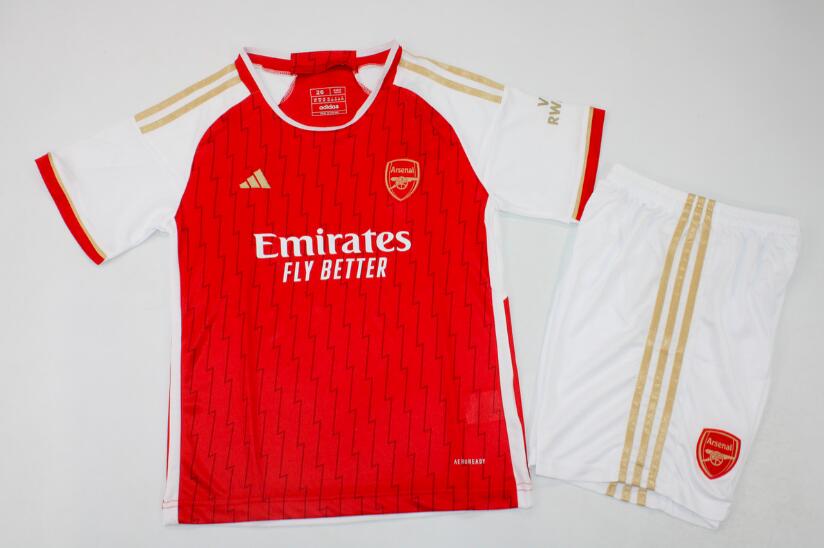 23/24 Arsenal Home Kids Soccer Jersey And Shorts