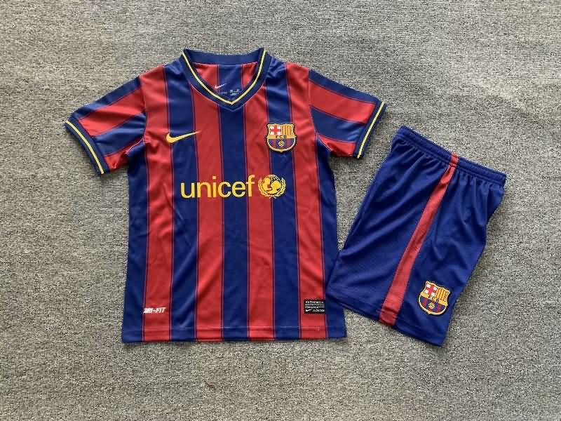 2009/10 Barcelona Home Kids Soccer Jersey And Shorts